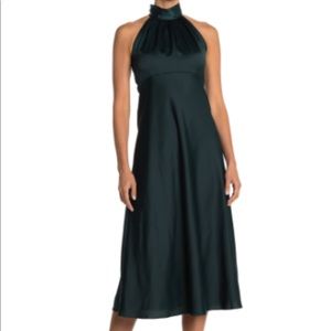 Forrest Green halter midi satin dress